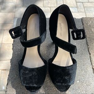 Zara black velvet platform heels size 7